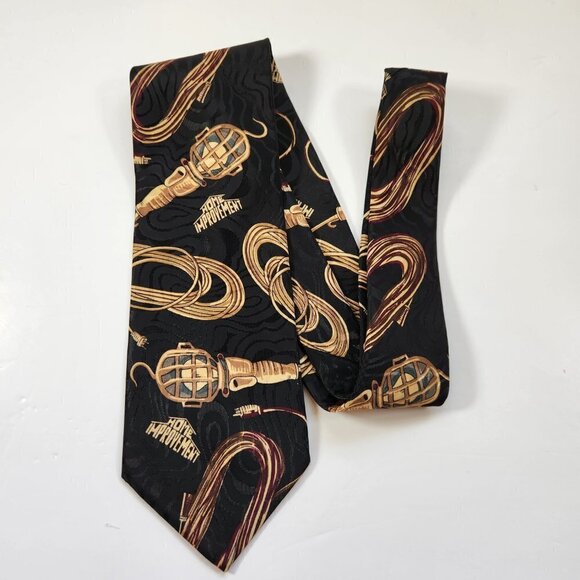 Tim Allen Home Improvement Men's Necktie Polyester Black & Gold 56" x 4" Vintage - Picture 3 of 9
